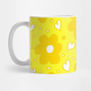 Daisies and Hearts Yellow Mug